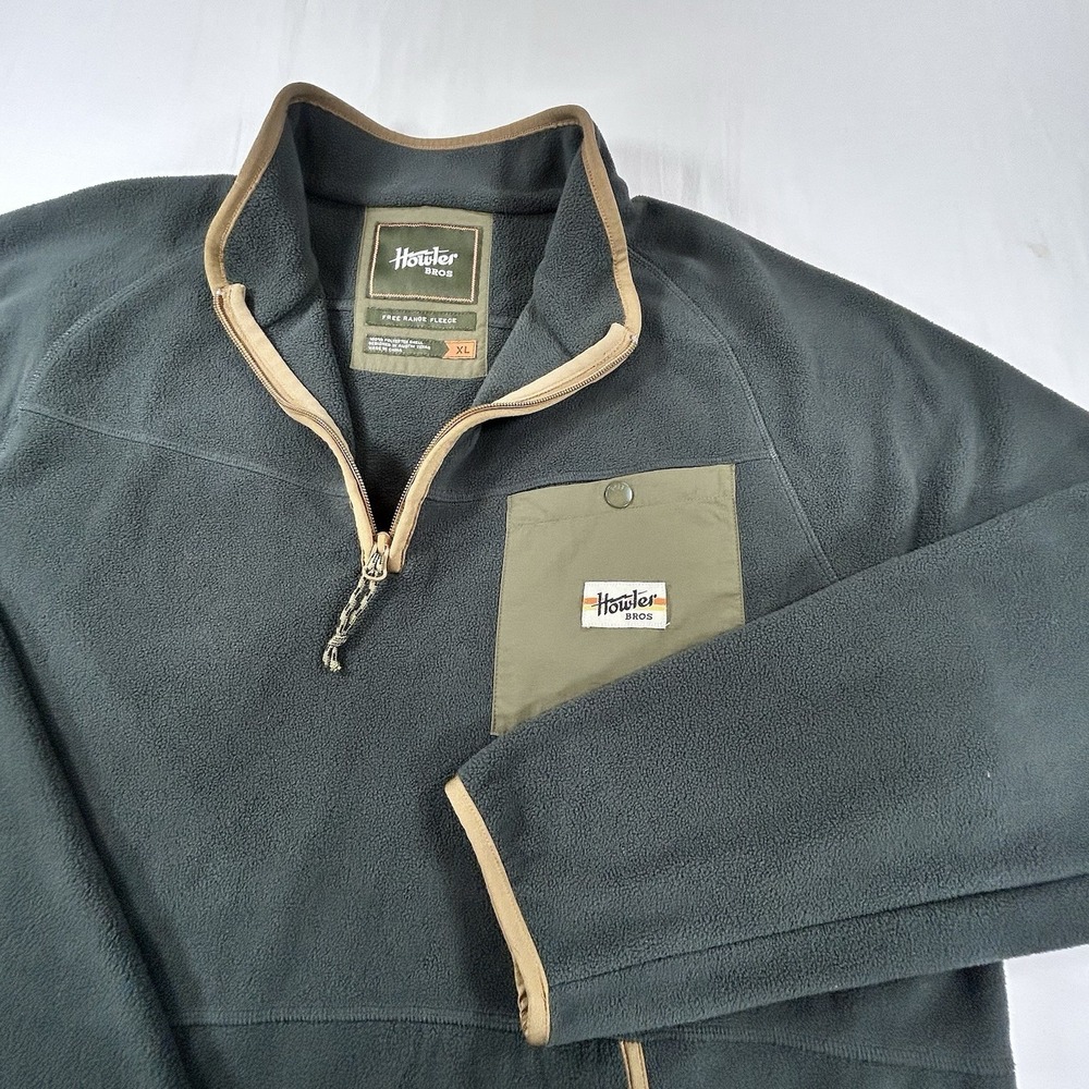 Howler Bros Men's Free Range Fleece XL Pullover Army Green 1/4 Zip Pockets
